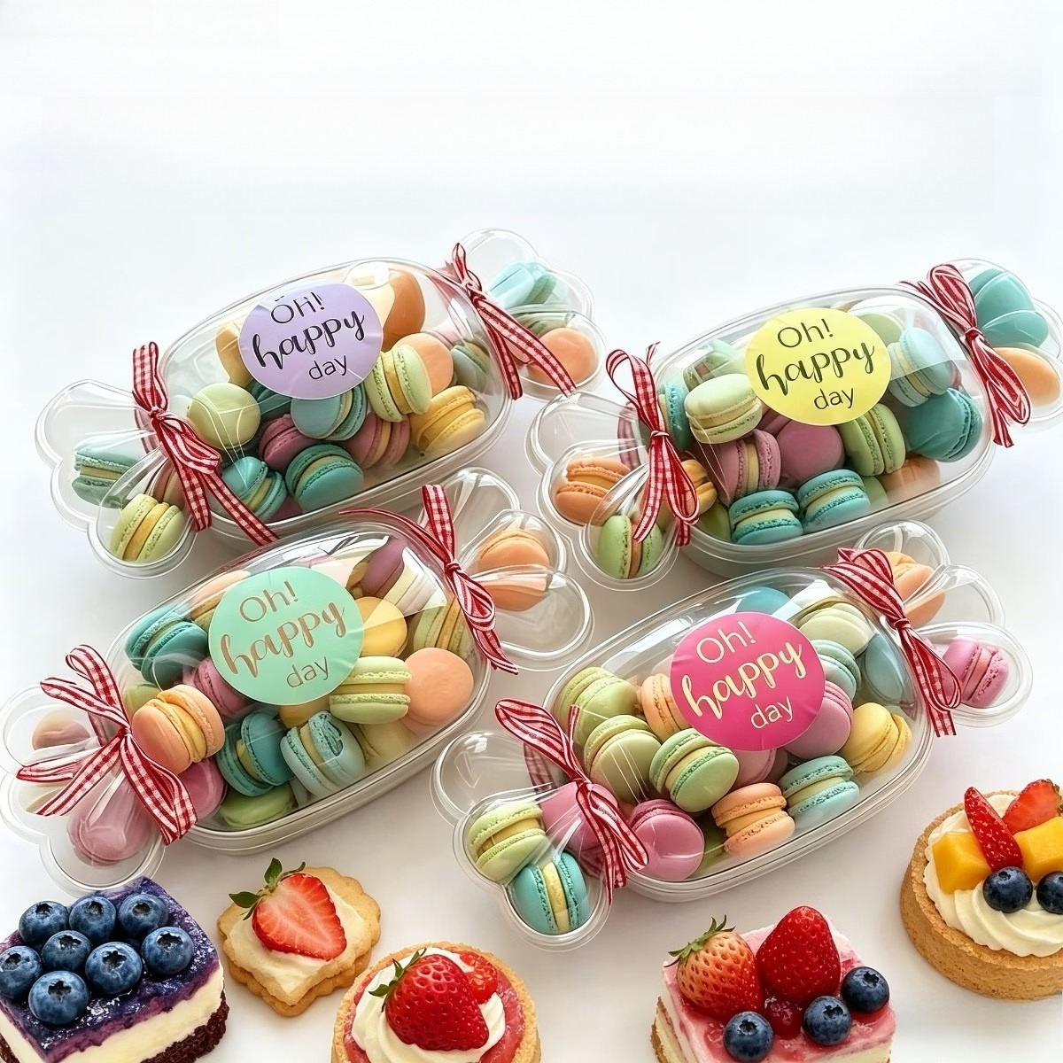 Artikelbild 24 stück bonbonförmige durchsichtige pet-behälter mit klappdeckel – transparente kuchenboxen aus kunststoff für desserts, tiramisu, obstsalat, gebäck | dichter verschluss, stapelbar & lebensmittelecht |   für hochzeiten, geburtstage, thanksgiving, neujahr & festliche partys
