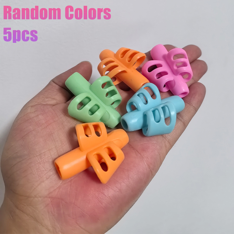 TEMU 5pcs Random Colors Pen Grip Correctors, Writing Posture Correctors, Writing Posture Trainers, Study Supplies, Teaching Tools, Party Favors,
