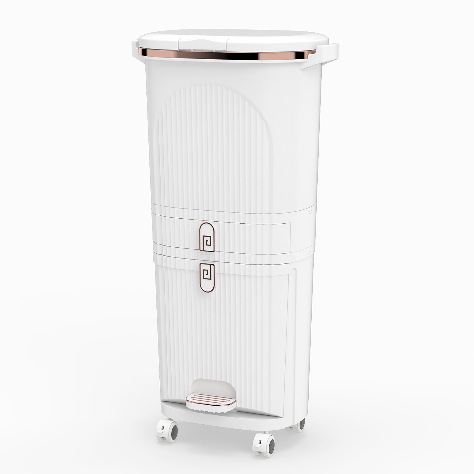 Image of 42l Kitchen Wastebasket, Sorting Garbage Bin With Lid, 2 Detachable Buckets, Drawer, 3-tier Trash Bin, Waste Container For Kitchen Bathroom, White