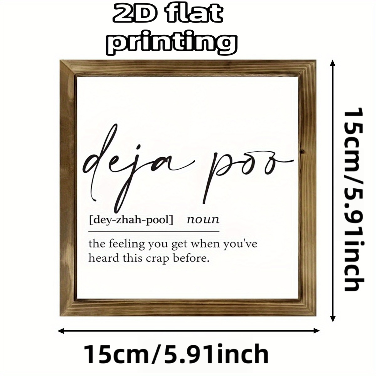 TEMU 2d Retro Wooden Decor With " Poo" Artwork - Outdoor, Bedroom, Bathroom, Laundry Room, Shower, Toilet, Spa, Wall-mounted, No Electricity Needed,