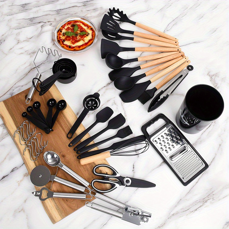 44/ 37pcs Kitchen Cooking Tool Set- 44/ 37pcs Are Super Cost-Effective, Complete, High Temperature Resistant, Non-Stick, Dishwasher Safe, Selected Kitchen Tools, Suitable For Kitchen Enthusiasts And Beginners Best Gifts For Thanksgiving And Christma