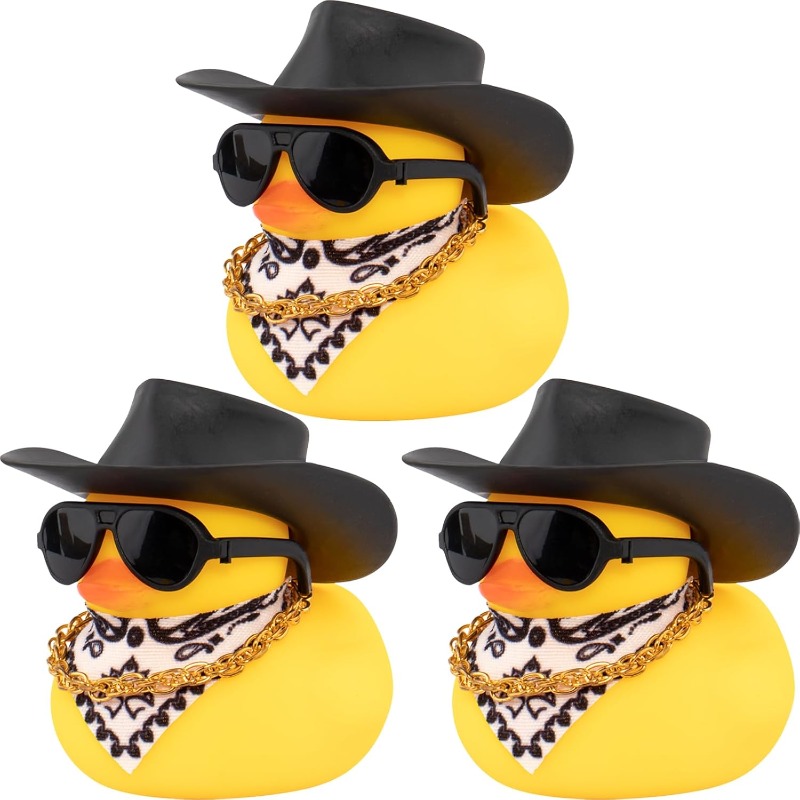 Rubber Duck For Dashboard Of Car Colorful Duck Car Dashboard Decorations Squeak Ducks Toys Car Ornaments Hat Swim Ring Kids Toys - 34