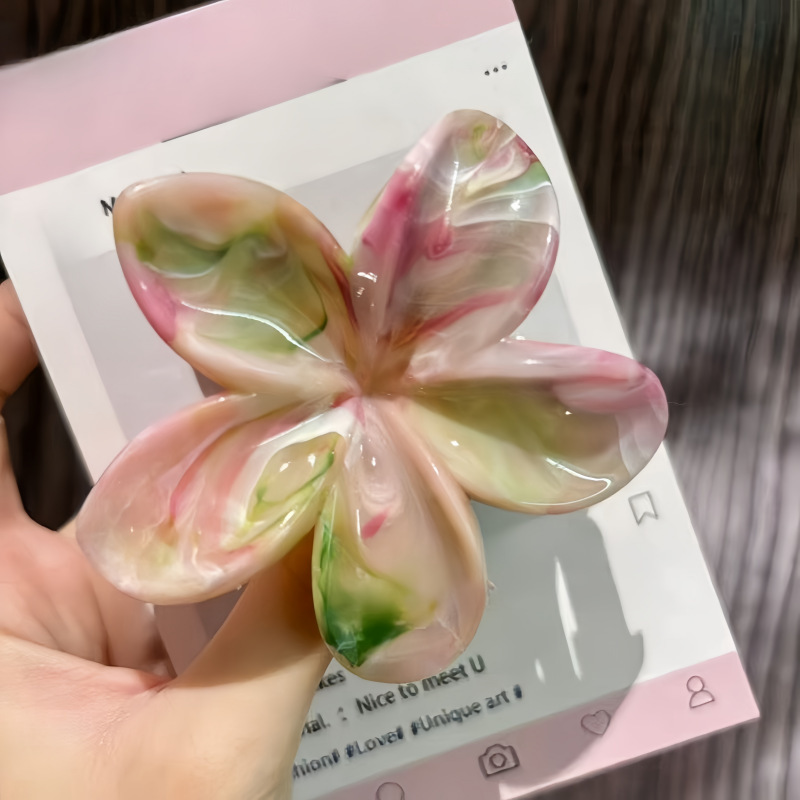 elegant gradient egg flower hair claw clips women marble - Temu display picture 3