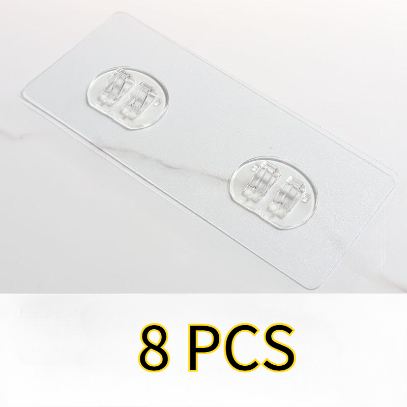 TEMU 8pcs Invisible Adhesive Hooks - Waterproof Transparent Self Adhesive Wall Hooks, Storage Rack Hooks, Suitable For Home, Bedroom, Bathroom,