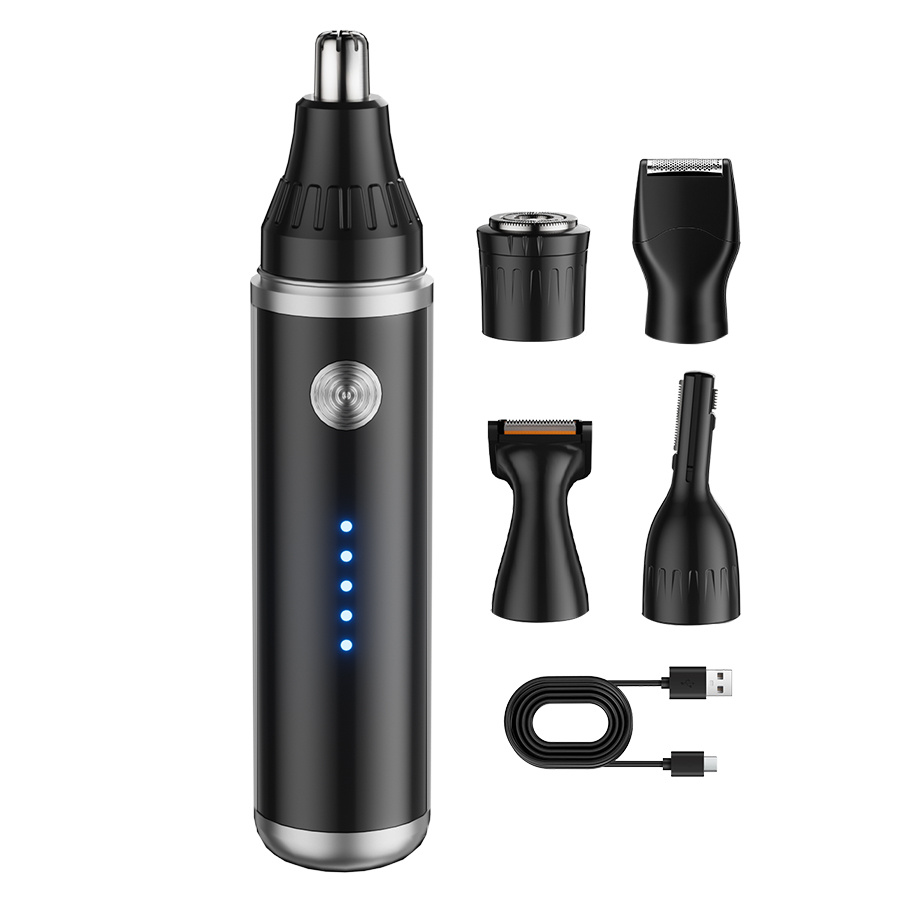 TEMU 5in1 Silvery-black Grooming Kit For Men: Includes A Shaver, Nose Hair Trimmer, Eyebrow Trimmer, And Sideburns Knife, All In 1 Multifunctional