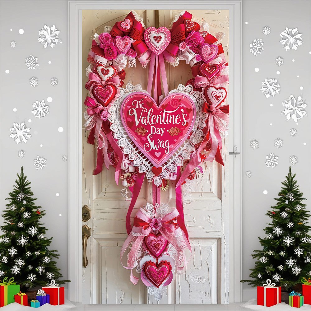 

2d Door Banner, 1pc Valentine's Day Polyester Door Banner, 35.4x70.8 Inches, Love & , No Electricity Needed, Decoration For All