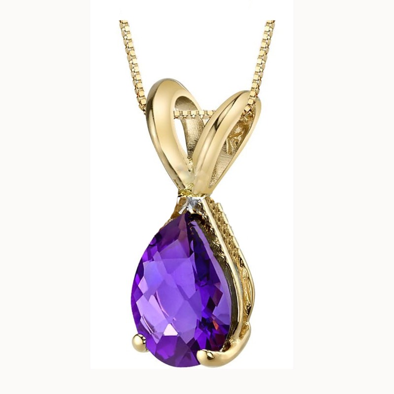 1.5ct Natural Amethyst Waterdrop Pendant Necklace