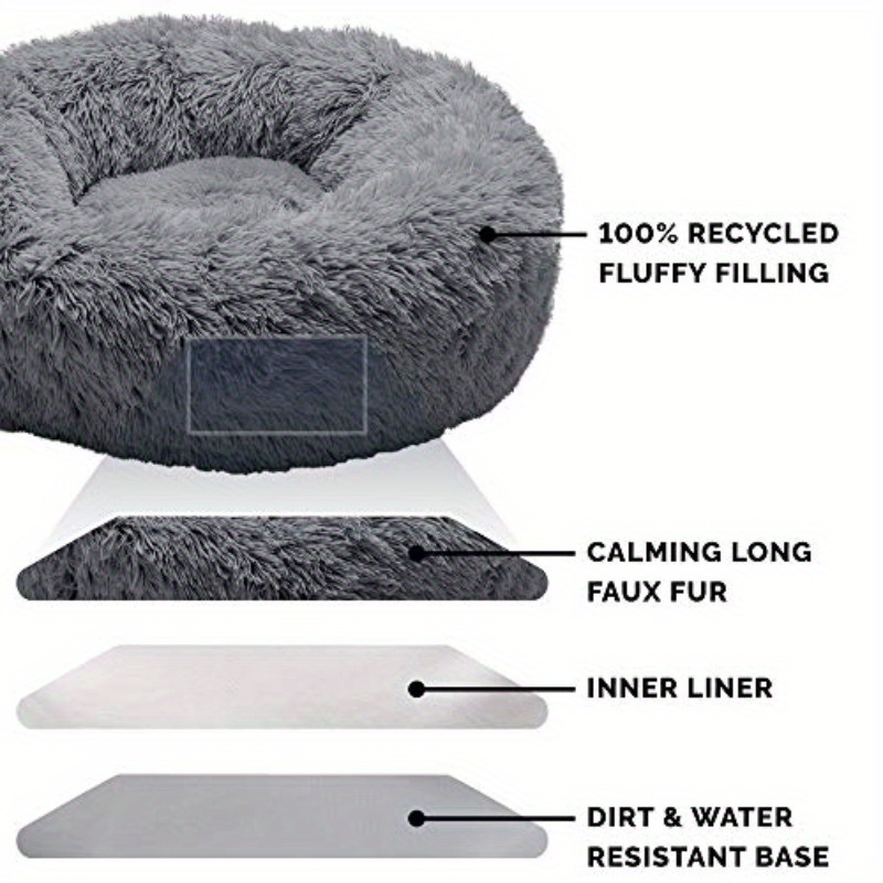 jumbo xl 45   bed extra large donut bed with removable washable cover refillable interior heavy duty cushion for large breeds up to 90 lbs machine washable pet bed for   mastiffs gray large dog bed plush   fur surface Product details 3