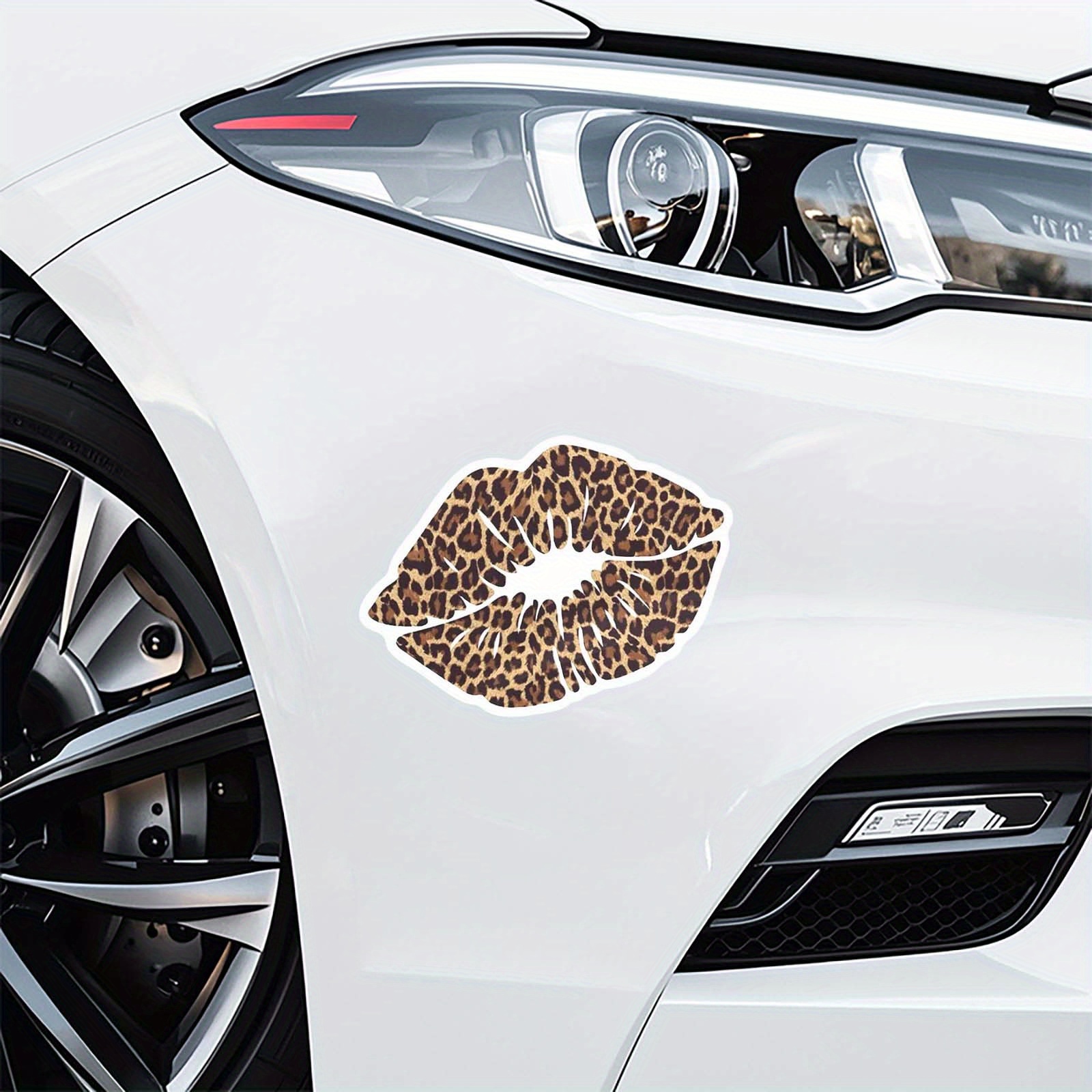 Leopard Print Lip Design Waterproof Car Decal - Sticker For Motorcycles, Bumpers, Computers & Refrigerators, Computer Decal | Design | Waterproof Decal, Waterproof Stickers