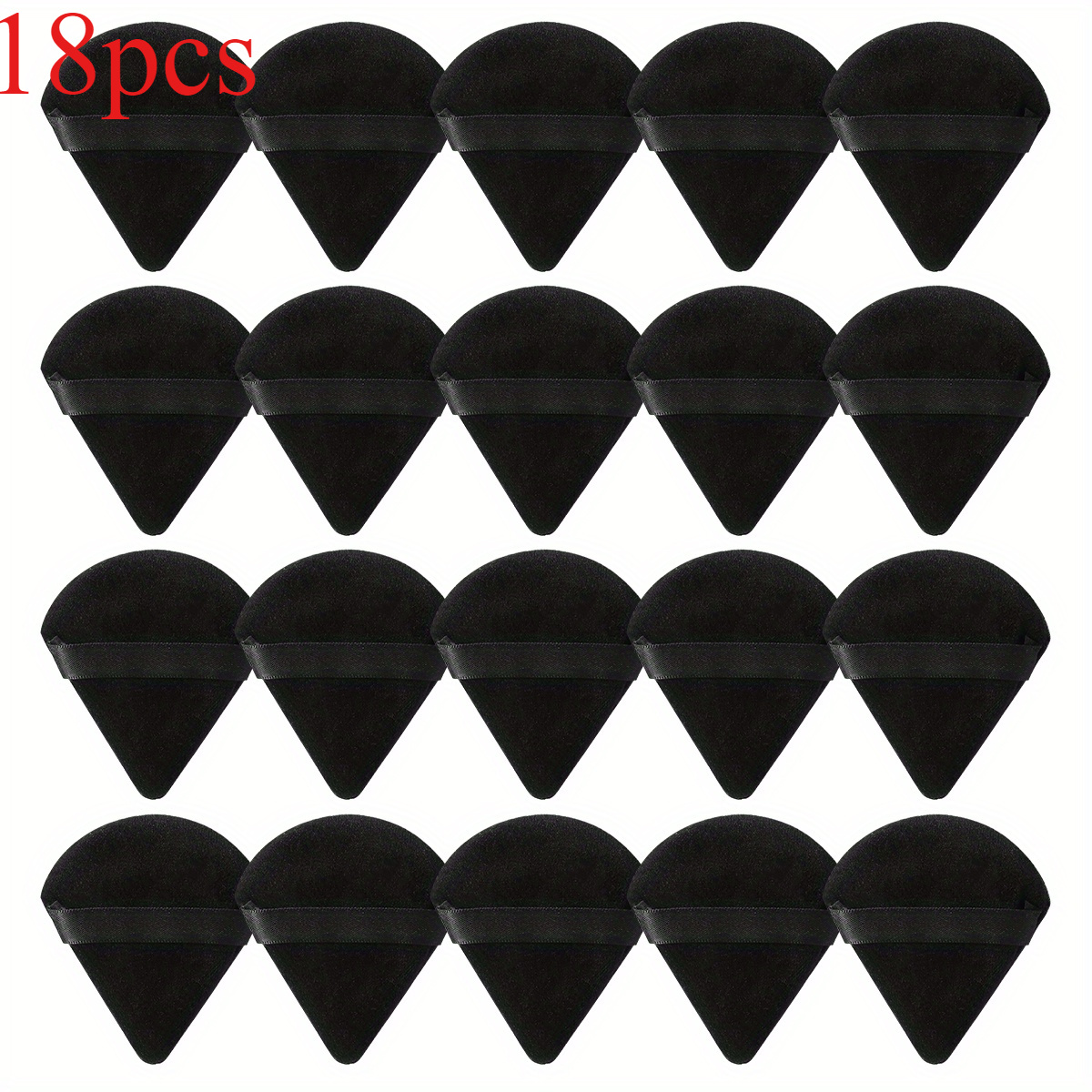 TEMU 18pcs Triangular Makeup Sponges, Velvet Surface, Washable, Suitable For Loose Powder And Body Cosmetics, Basic Makeup Tools