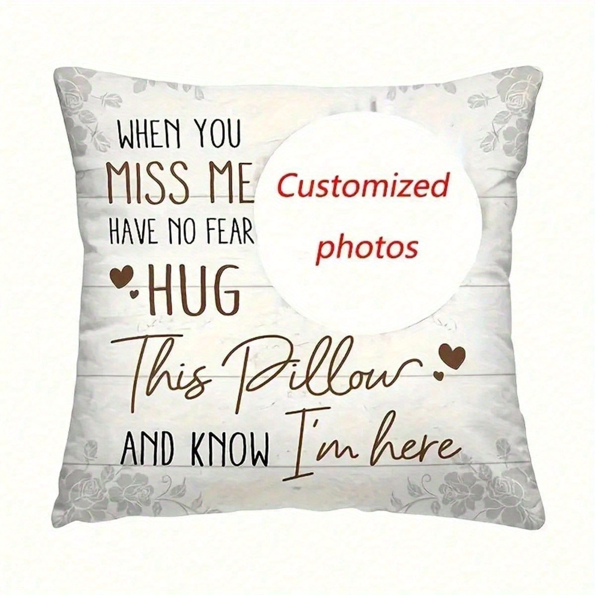TEMU 1pc Personalized Commemorative Pillowcase - Custom Photo & Message, Durable Polyester, Zipper Closure, Machine Washable - Ideal Gift For