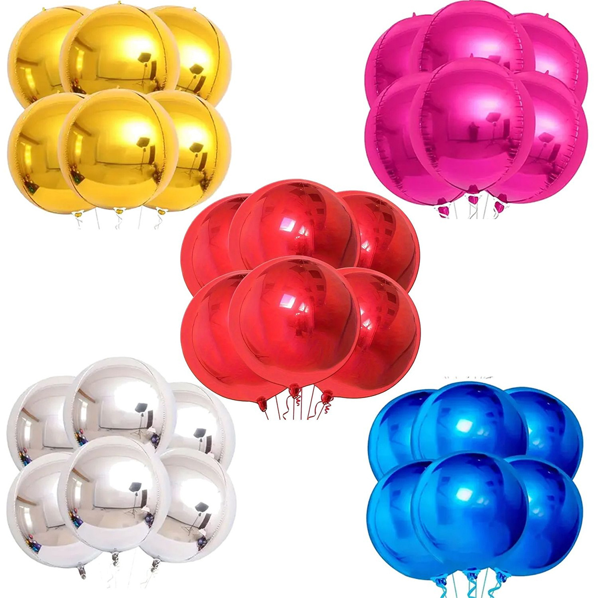 10 Ballons Ronds Aluminium Rouge – 45 Cm, Gonflables à L’hélium, Pour Fêtes - 5