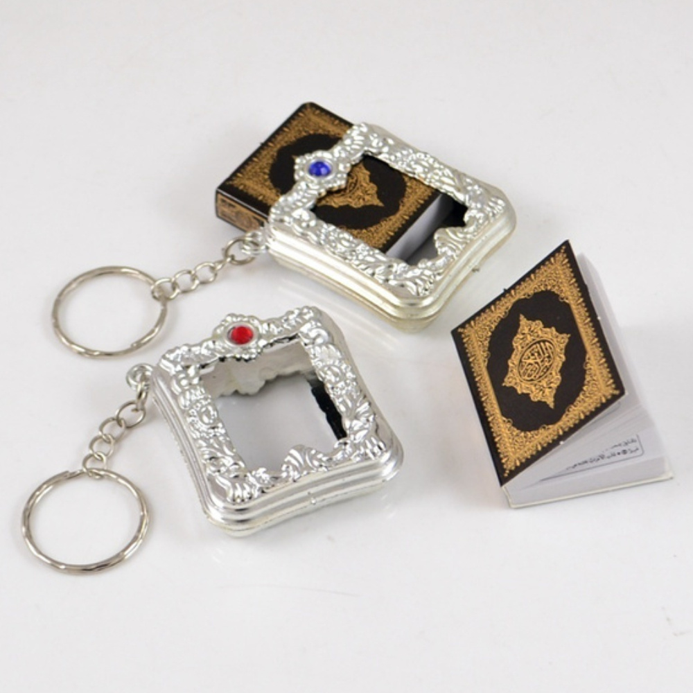 1pc elegant islamic prayer book keychain golden   with gemstone accents   metal plastic   muslim souvenirs party favors religious gift item ornate keychain plastic construction details 3