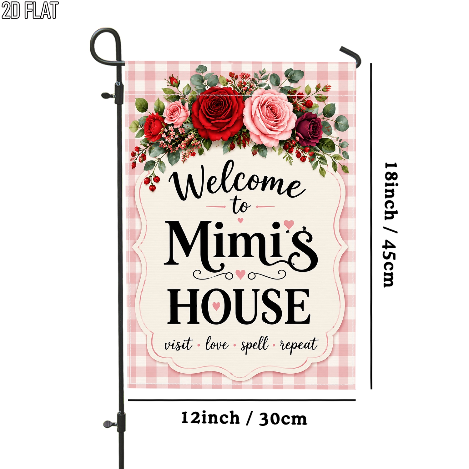 TEMU 2d Flat - 2d Flat - 2d Flat 1pc Rose Outdoor Garden Flag Peach Flag No Flagpole For Garden Outside Porch Decoration Yard Decoration