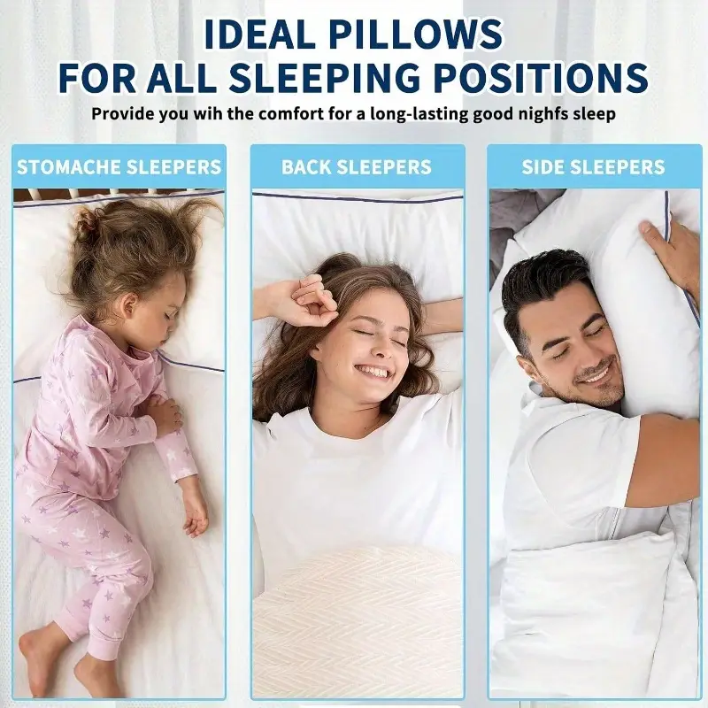 set of 2 cooling bed pillows - hotel quality luxury sleeping pillows with breathable support, elegant white pillowcases for home & hotel use - durable non- fabric, easy- for side/back/stomach sleepers - ideal for couples & guest rooms, pillows for sleeping, , minimalist style, filling, supportive cushion, side sleepers, back sleepers, removable cover, temperature control, , sleep , decor, premium materials Product details 3