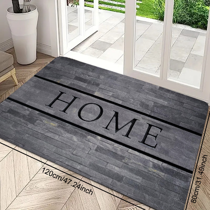 Image of 1pc Doorway Floor Mat, Simple Gray Wall Home Monogram Printed Carpet, Polyester Non-slip And Soft, Suitable For Laundry Room, Restroom, Indoor And Outdoor Doorways, Bathroom, Balcony, Hallway, Kitchen