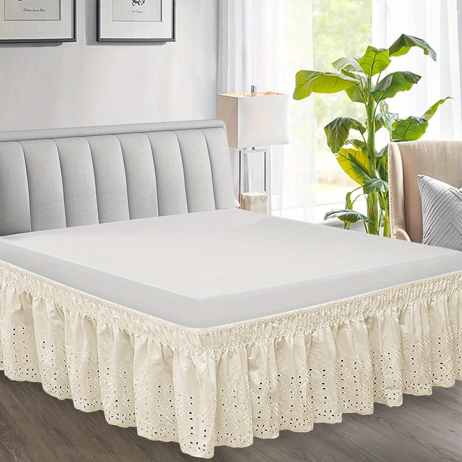 embossed bed skirt 14 inch elastic eyelet Temu United Arab Emirates