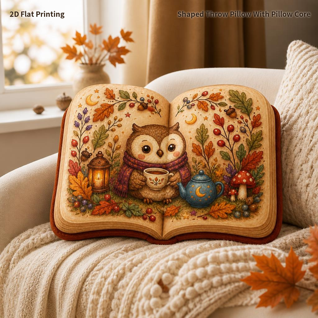 TEMU Autumn Shaped Throw Pillow Gentle Decorative Cushion For Reading Nook Woodland Fall Home Decor 2d Flat Printing Shaped Stuffed Throw Pillow, 2d