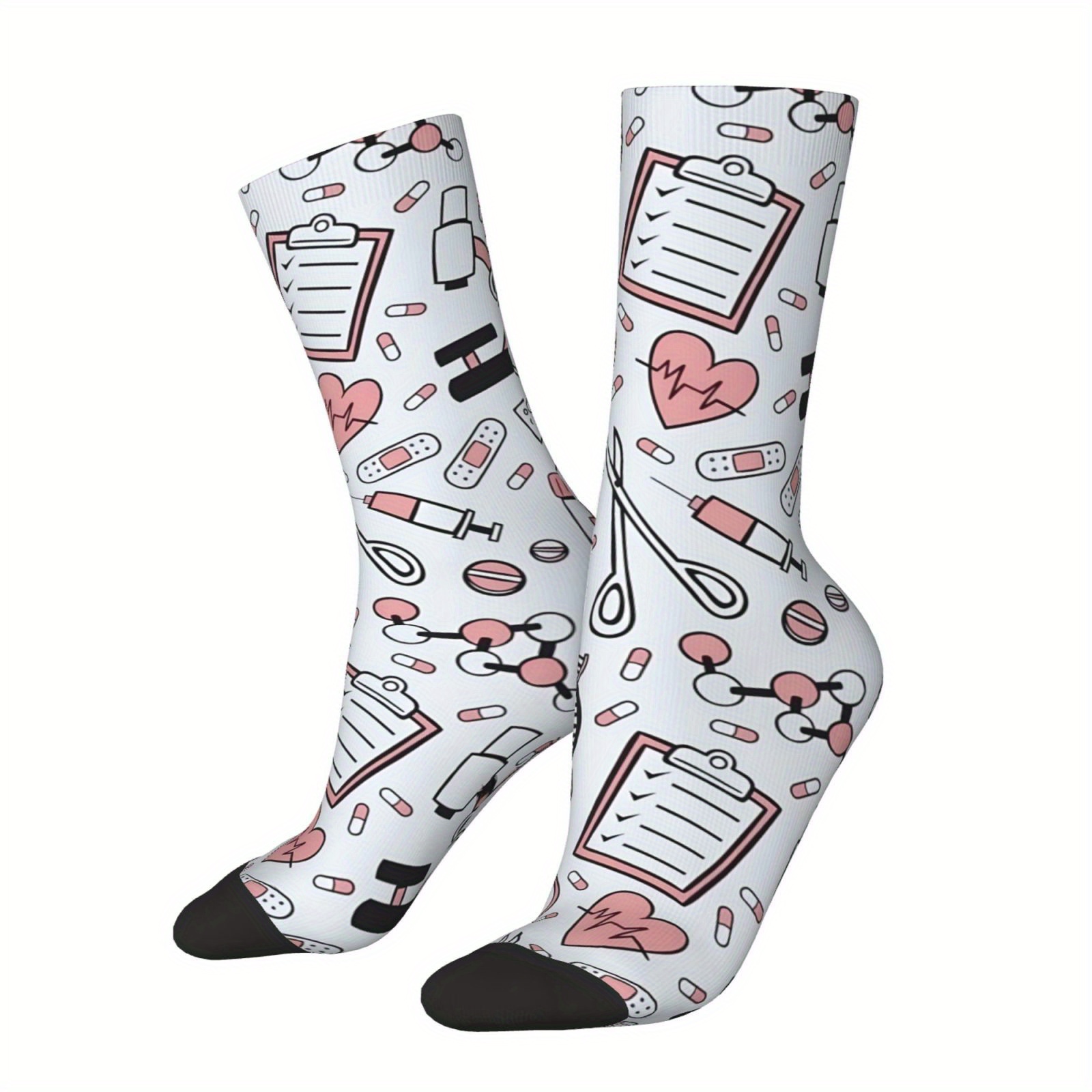 Image of 1 Pair Novelty Crew Socks, Polyester & Spandex Blend, Fashion