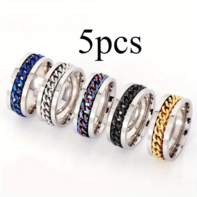 ring for opening bottles and beer rotatable decompression ring for men rotatable chain titanium stainless steel ring stainless steel jewelry for women Product details 1