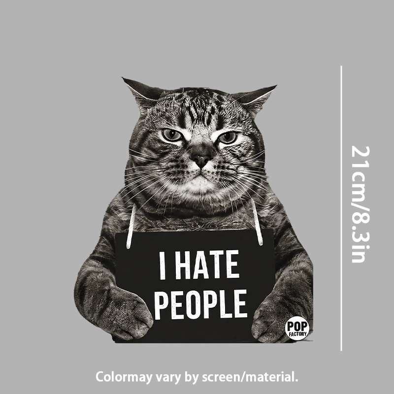 TEMU [1/2/3pcs 2d Flat Dtf Film] Funny Cat I Hate People Iron On Transfer, Heat Transfer Sticker, Iron On Patches, Clothing Heat Transfer, Diy,