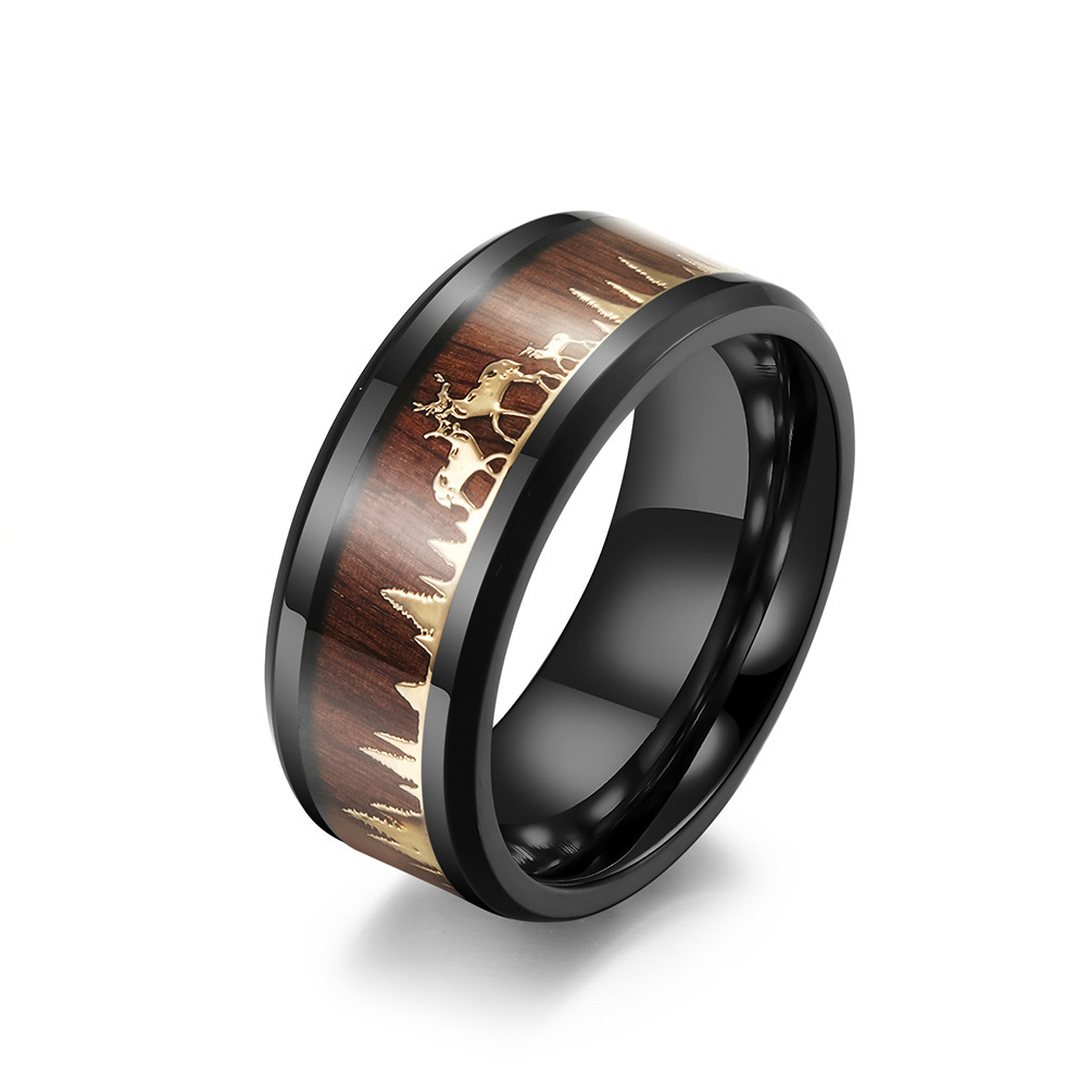 

Stylish Men' Steel Ring With Unique Deer Design - Fashion Accessory