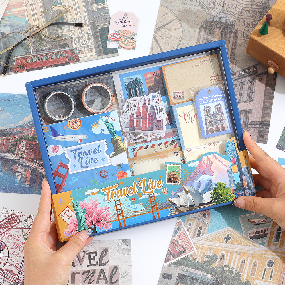 201pcs scrapbooking supplies gift kit vintage scrapbooking collage kit with journal decorative stickers and embellishments   theme   students   birthday gift
