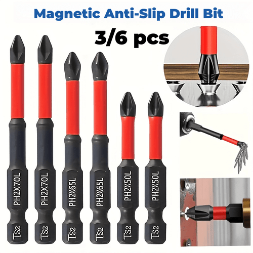 item picture 3 6pcs set of durable magnetic s2 steel screwdriver bits anti slip screwdriver bit drill bit set suitable for electric and manual and impact drills anti magnetic screwdriver bit drill bit set suitable for home decoration