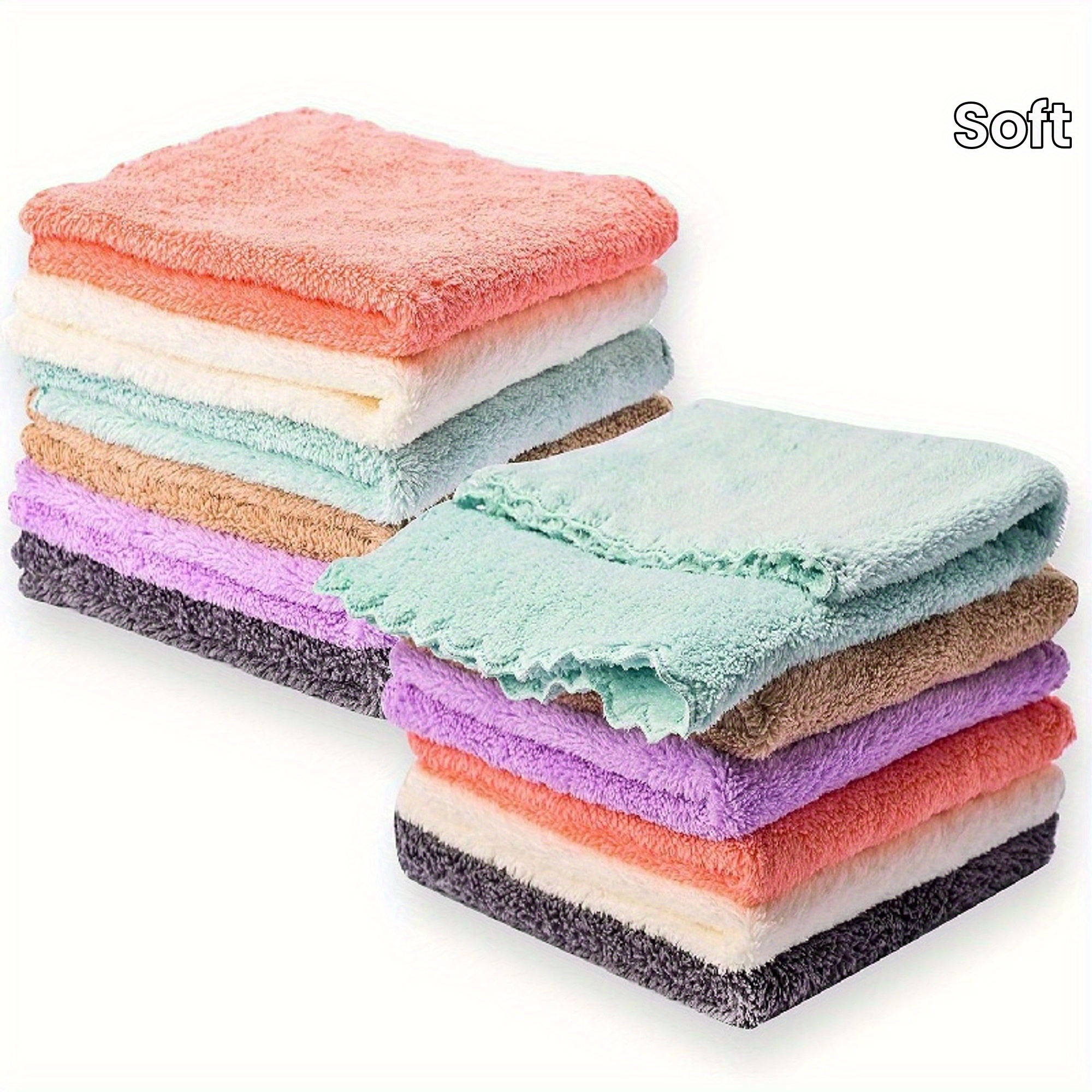 

20pcs Ultra- Fleece Microfiber Washcloths - Gentle, & Quick-dry, , Hypoallergenic For Types - Bath, Face, Body & Cleaning