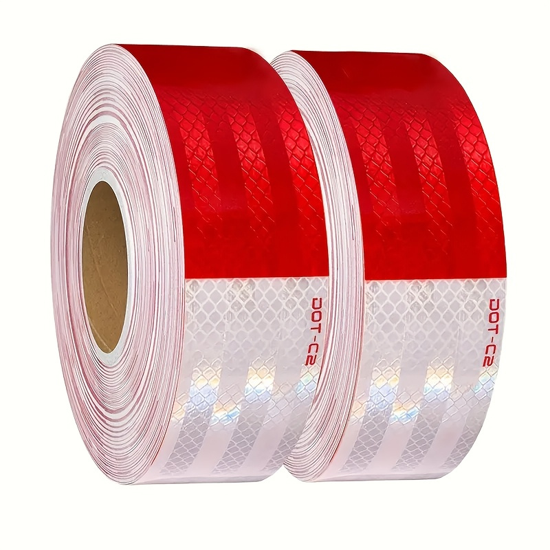 dot c2 high visibility reflective safety tape waterproof   warning strips universal fit for vehicles red white reflective material 1 roll