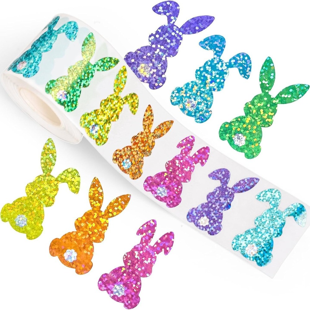 Image of 500pcs/roll 3.8cm Cartoon Laser Easter Sticker Label Stationery Decorative Label Seal Sticker