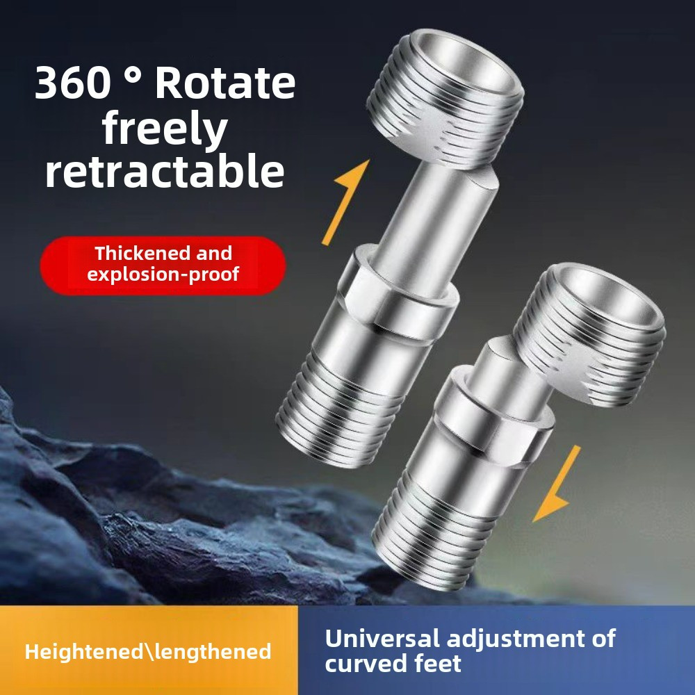 

1pc Universal Adjustable Angle Stainless Steel Telescopic Cor Connector Kit For Bathroom Faucets - 360° Rotatable, Explosion-proof, No Electricity Needed