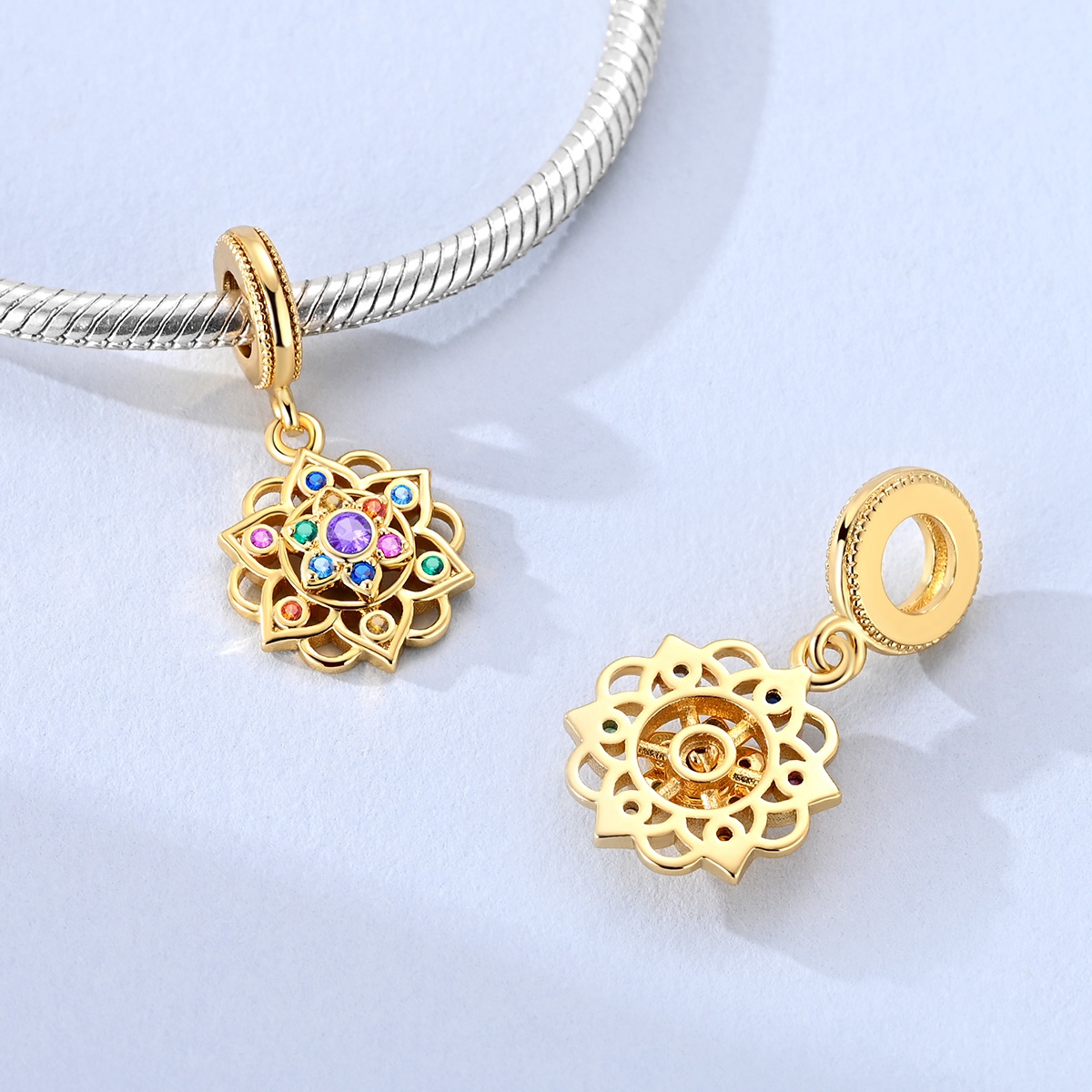 Golden Vintage 3D Lotus Pendant for Bracelets & Necklaces