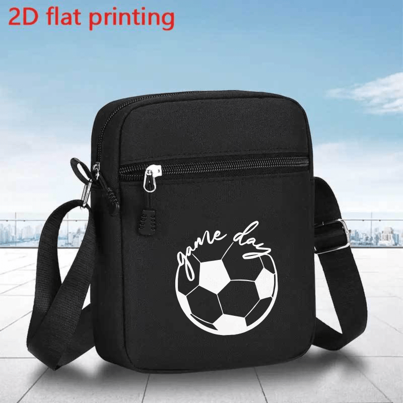TEMU Nouveau petit sac portable pour homme à imprimé motif " de football", sacoche bandoulière grande , petit sac à dos de voyage, sac à suspendre,