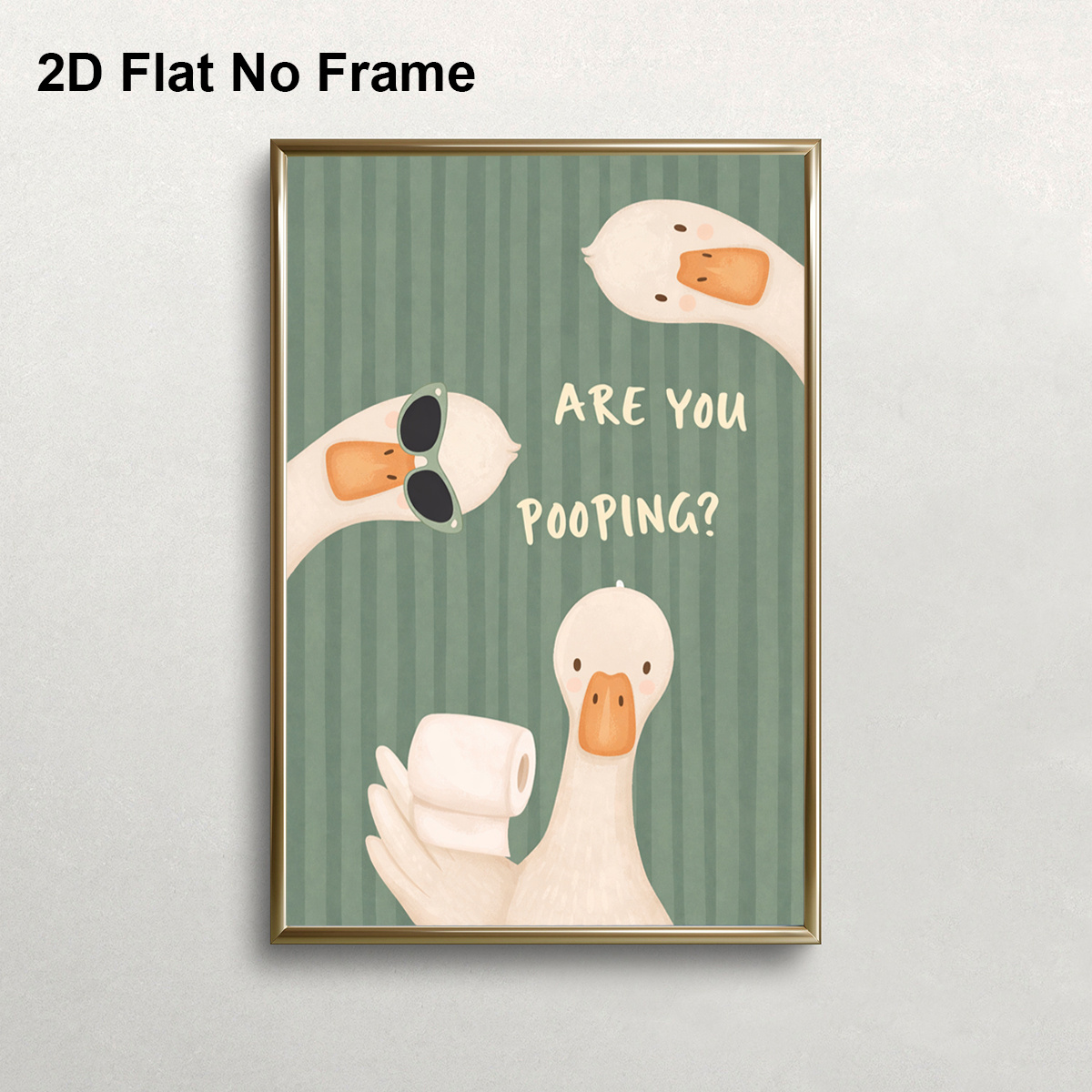 E-shop 2D-Flach, . Lustiges „Kackst du?“ Ente Badezimmer-Poster – Rahmenlose moderne Toilettenpapier-Wandkunst geeignet für Zimmer, Wohnzimmer-Dekor,