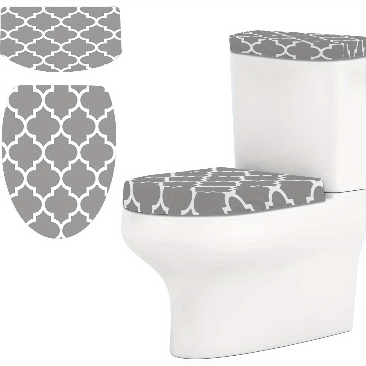 Lacey Linen Pink Flowers Bathroom Set Toilet Tank Seat Waste Bin Tissue
