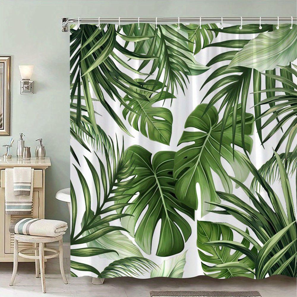 1 stck tropisches monstera-blatt-duschvorhang - gro, detaillierte und  perforierte muster, waschbare polyesterstoff, inklusive 12 , 180,01 x  180,01 cm - stilvolle botanische badezimmerdekoration, badezimmervorhnge  und zubehr | Verpasse Auf Keinen ...