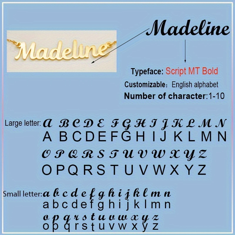 TEMU Custom Necklace - 1pc 304 Stainless Steel Personalized Name Necklace - 5 Font Styles Available, Custom Engraved Jewelry For Mother's Day,