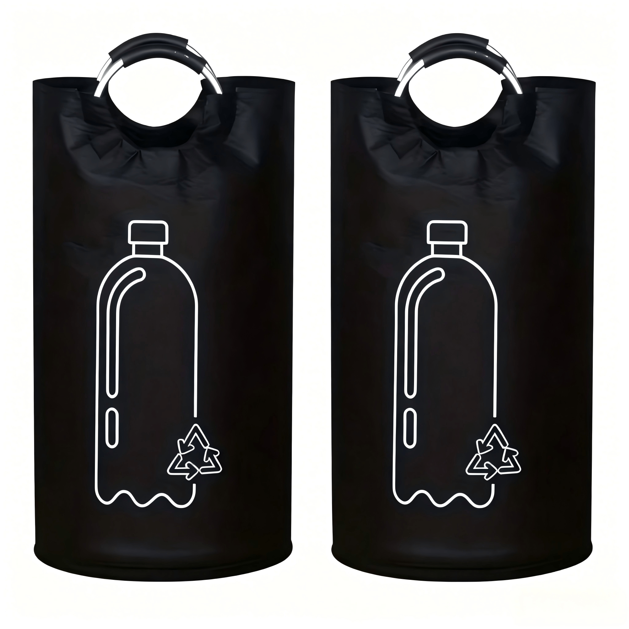 TEMU Ensemble de 2 poubelles de pliables de très grande capacité, sacs de rangement et poubelles - Dotées d'un design cylindrique robuste pour ranger