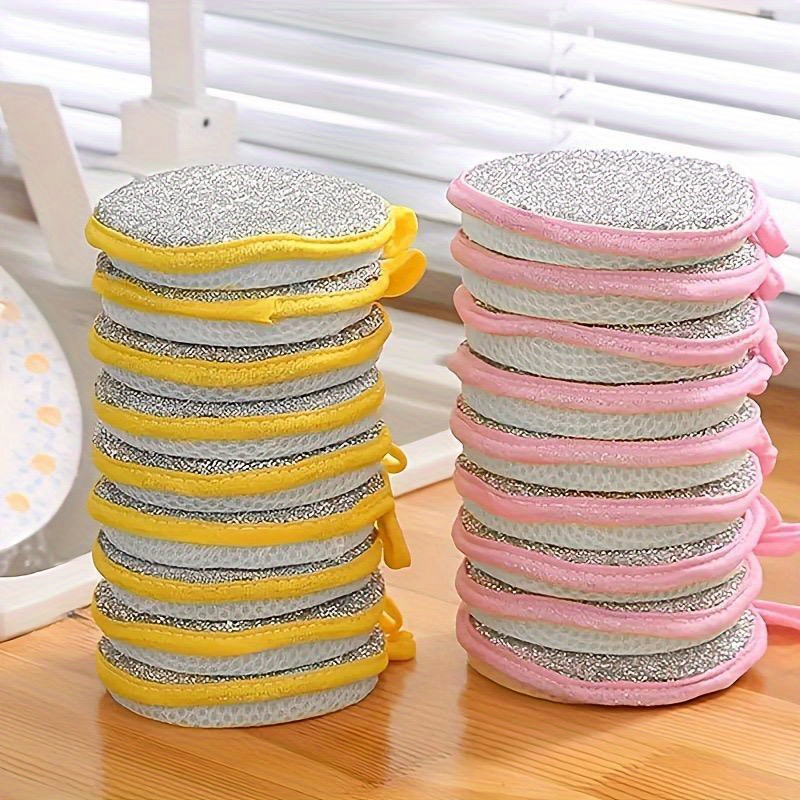 double-sided dishwashing sponge, 3   scrubbing pot brush, kitchen dish cloth, household dishcloth, oil and stain removal cleaning cloth details 4