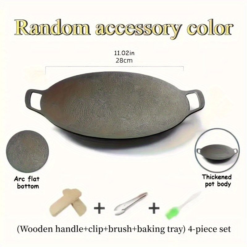 TEMU 4pcs Round Teppanyaki Master Rotisserie Grill Pan - Medical Stone Barbecue Plate For Induction Cooktop, Ideal For Home Kitchen, Restaurant,
