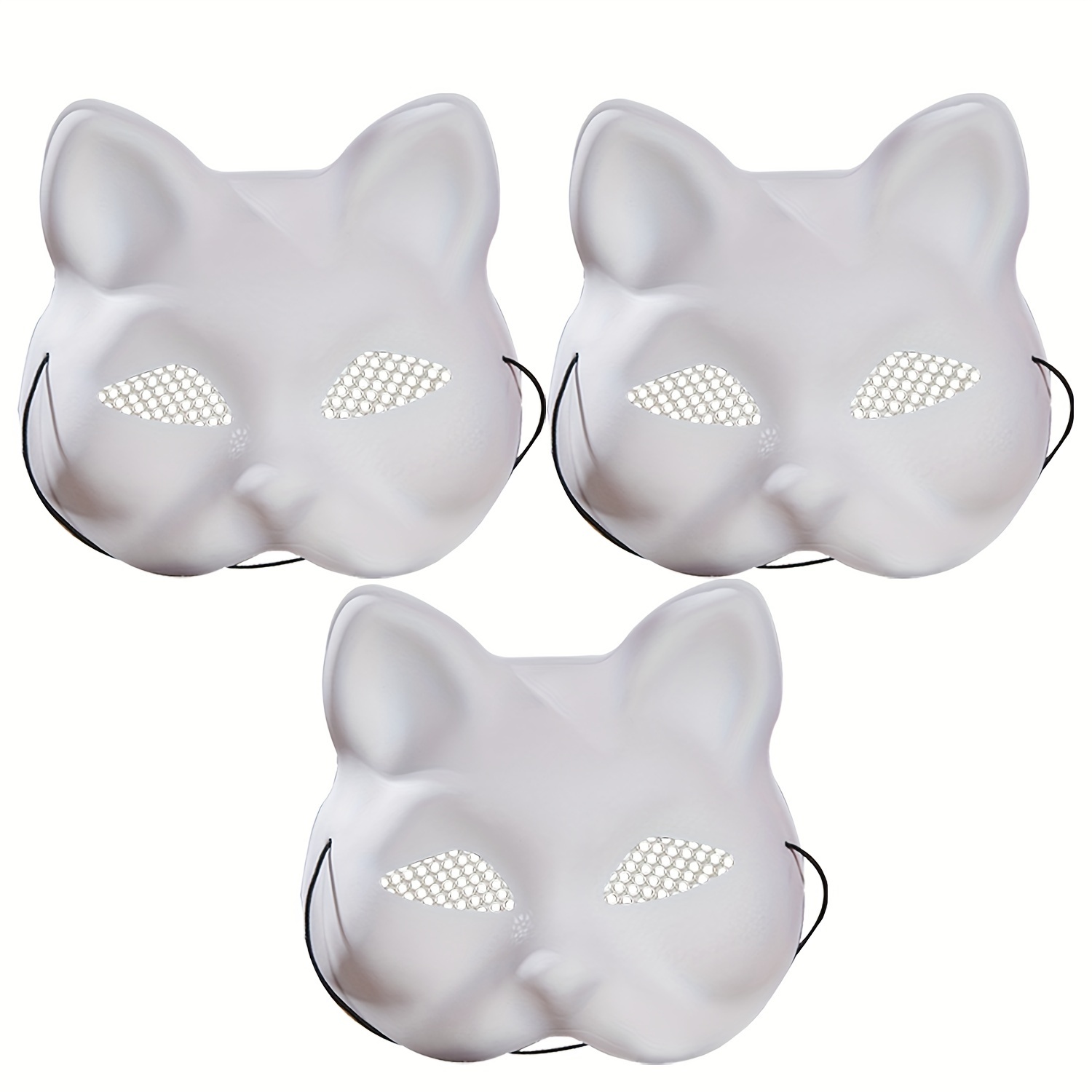 item picture 3pcs blank diy cat masks with mesh pvc suitable for halloween christmas furry costumes cosplay parties art and craft supplies painting supplies