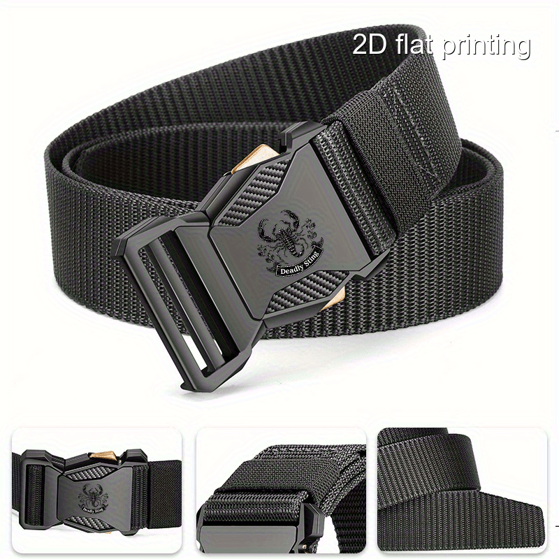 Men'S Scorpion Pattern Automatic Buckle Canvas Belt