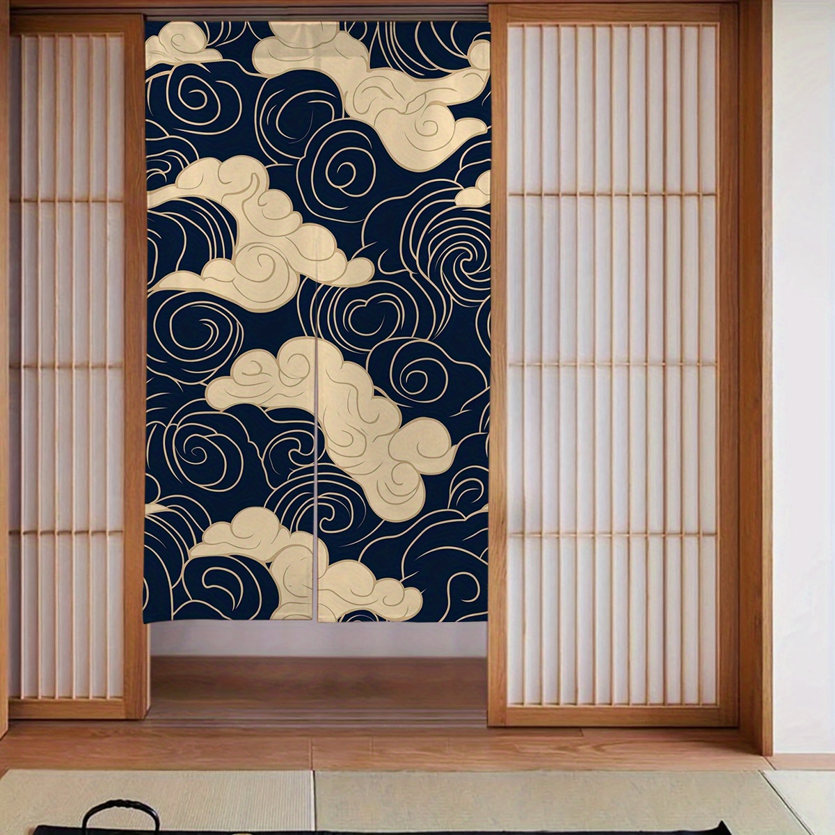 TEMU 1pc Of A Japanese-style Door Curtain Measuring 34 By 56 Inches, Made Of Blackout Linen Fabric Machine Washable. Appropriate For Various Areas