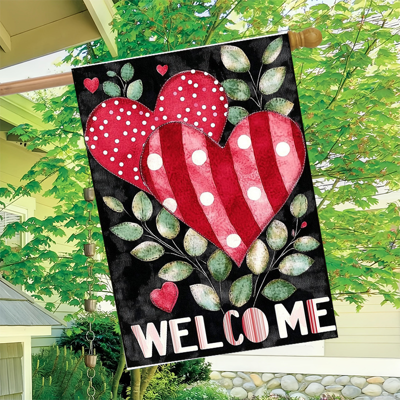 

1pc, Valentine's Day Polyester Garden Flag, 28x40 Inch Double-sided Love Welcome Flag, Outdoor Decor, No Electricity Needed, Yard Decoration