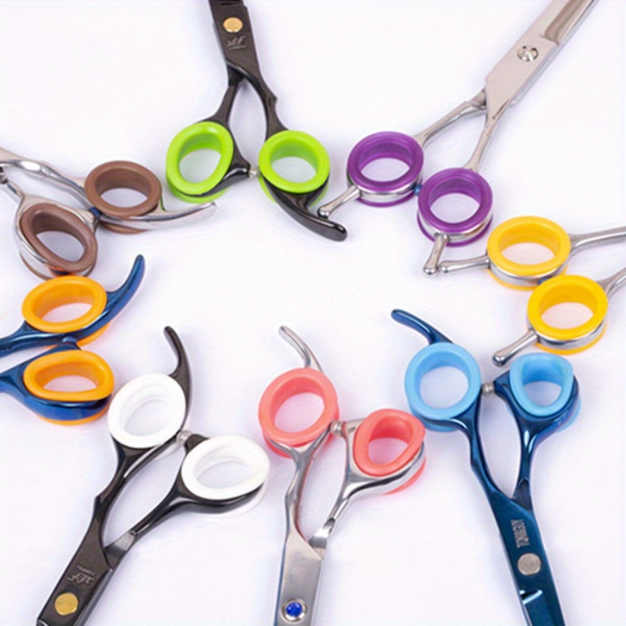 E-shop 16-teiliges Silikon-Scherengriff-Set – Einfarbig/Transparente Mischfarben, Rutschfeste -Fingerringe, Unverzichtbare Friseur-Zubehörteile