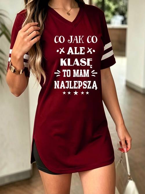 item picture casual womens short sleeve v neck t shirt with side slit machine washable fashion print top for casual daily home outfits