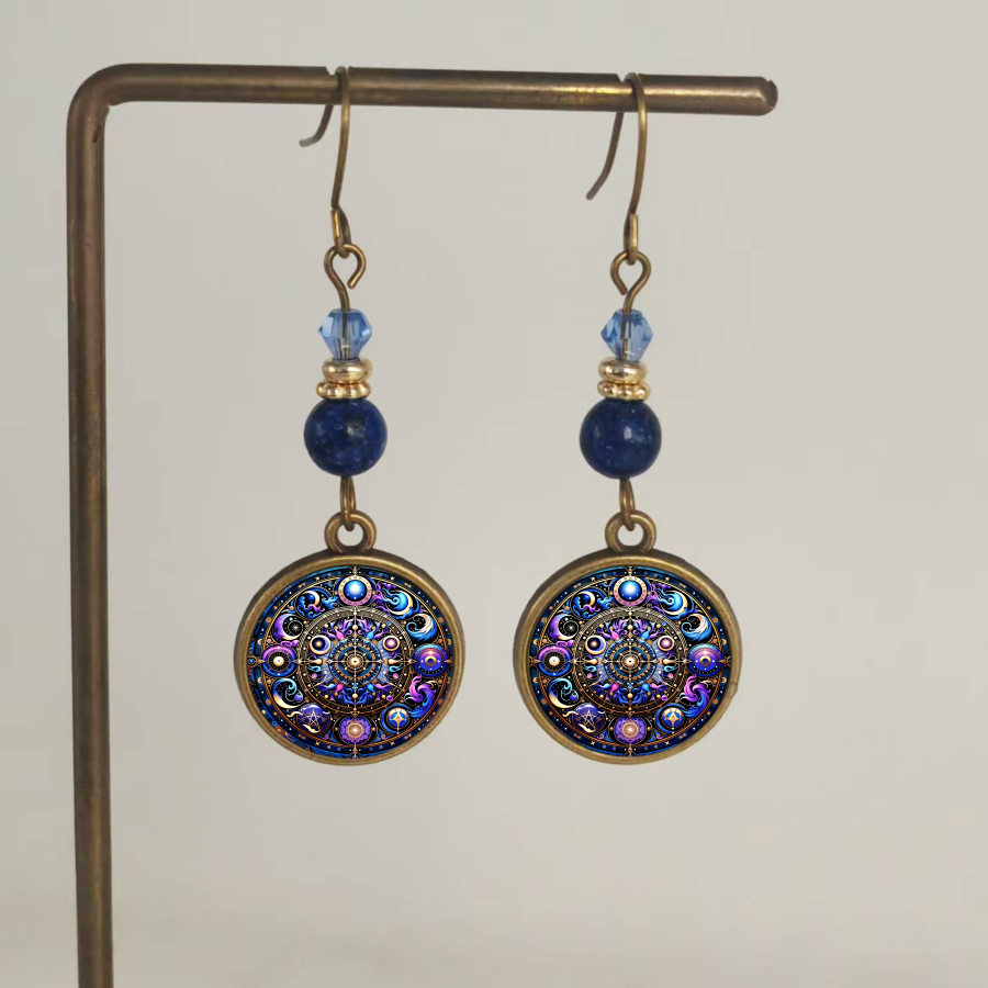TEMU 2pcs Earrings Mandala Earrings Earrings Celestial Earrings Rotundityearrings Star Earrings Jewelry Additions Unique Jewelry Christmas Gifts