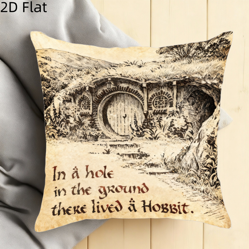 TEMU 2d Flat 1pc Short Plush Pillow Cover The Landscape Pillow Case Cushion Cover Double-sided Printing Zipper Closure Sofa Living Room Bedroom Party