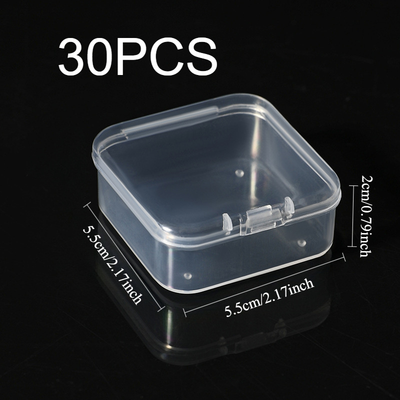 TEMU 30pcs Mini Storage Box Transparent Square Plastic Box Earrings Jewelry Packaging Storage Small Square Box Jewelry Organizer
